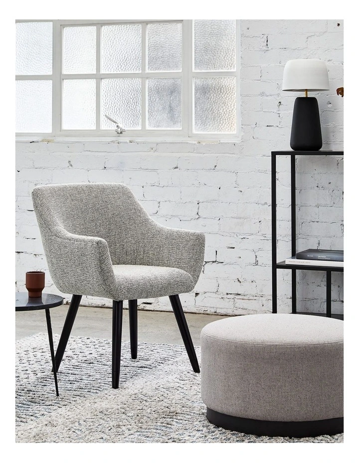 Darcy & Duke Tribeca Round Ottoman - Woli Grey - Medium - Black Leg image 2