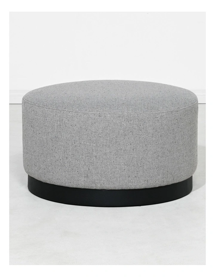 Darcy & Duke Tribeca Round Ottoman - Woli Grey - Medium - Black Leg image 3