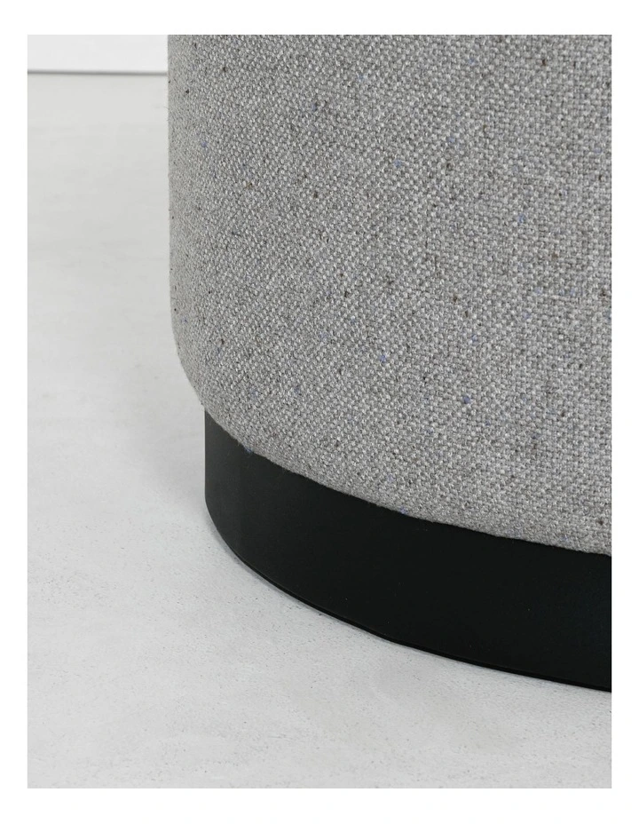 Darcy & Duke Tribeca Round Ottoman - Woli Grey - Medium - Black Leg image 5