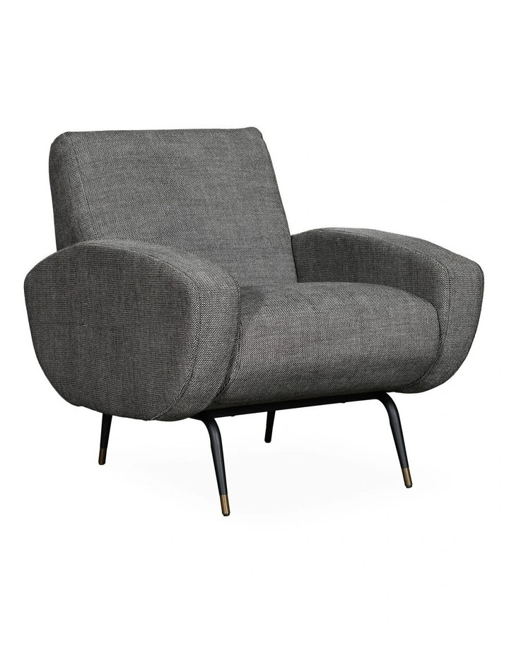 Kennedy Accent Armchair - Black Tan Knit Grey - Black Metal Legs image 1