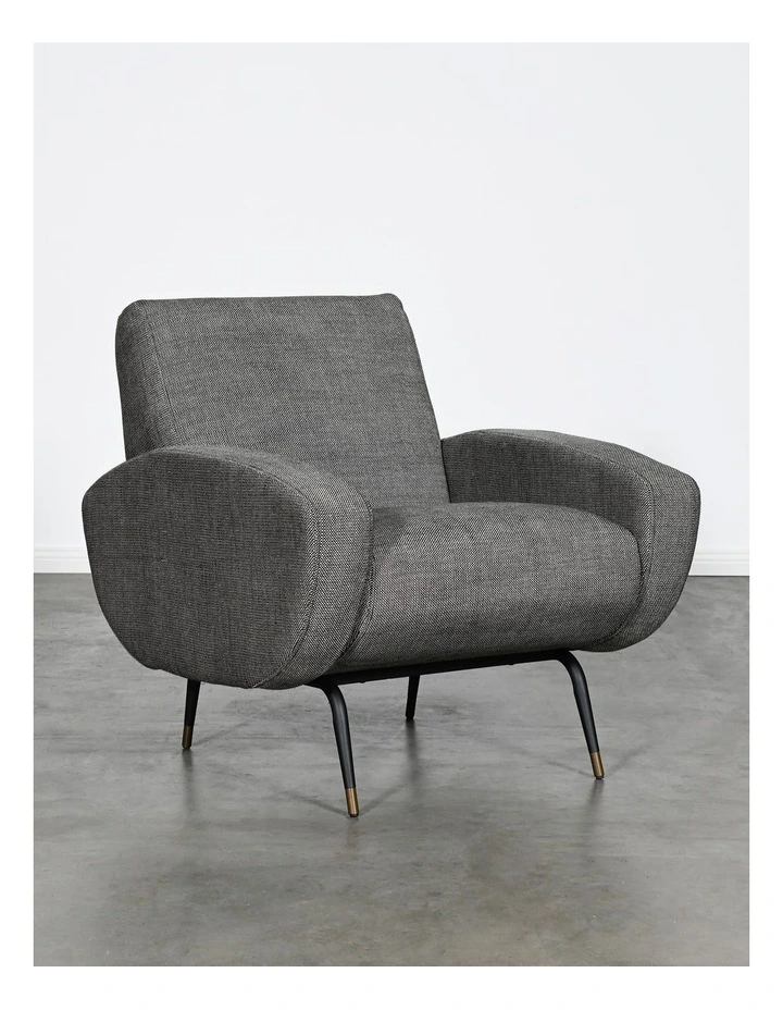 Kennedy Accent Armchair - Black Tan Knit Grey - Black Metal Legs image 2