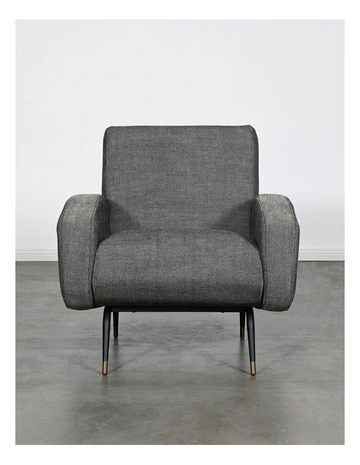 Kennedy Accent Armchair - Black Tan Knit Grey - Black Metal Legs image 3