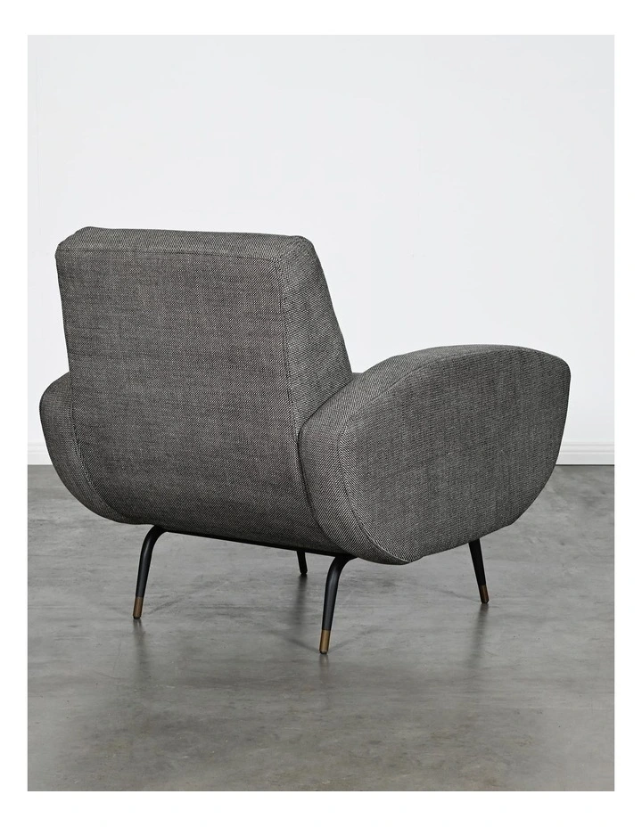 Kennedy Accent Armchair - Black Tan Knit Grey - Black Metal Legs image 5