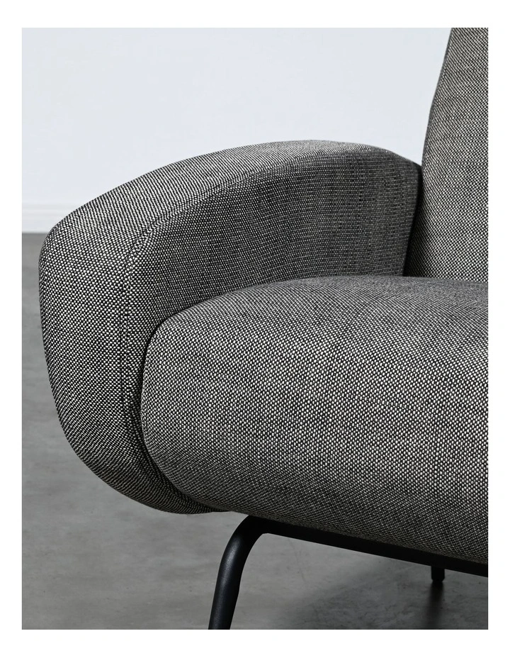 Kennedy Accent Armchair - Black Tan Knit Grey - Black Metal Legs image 6