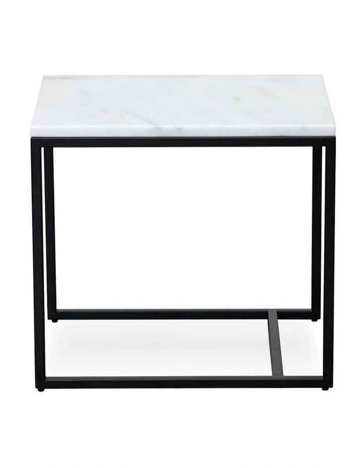 Reno - Side Table Small - White Marble Black Base image 1