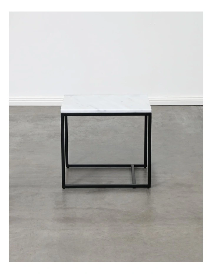 Reno - Side Table Small - White Marble Black Base image 2