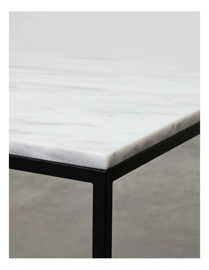 Reno - Side Table Small - White Marble Black Base image 3