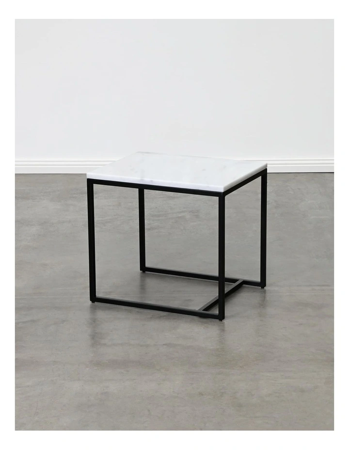 Reno - Side Table Small - White Marble Black Base image 4