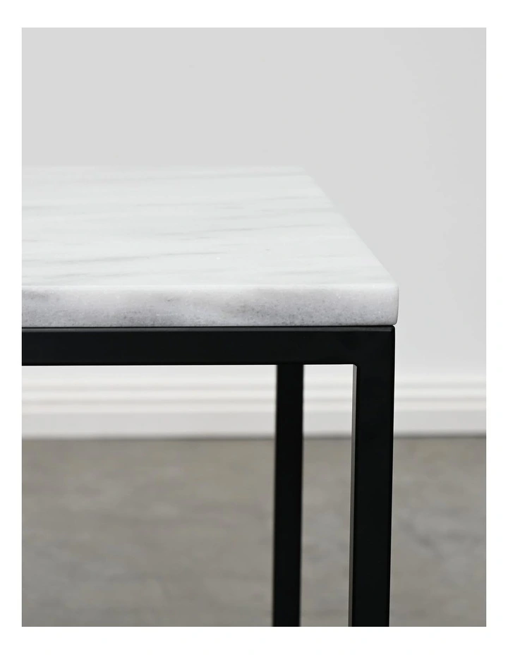 Reno - Side Table Small - White Marble Black Base image 5