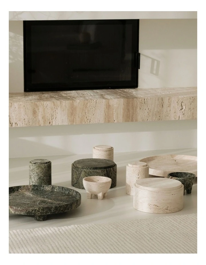 Namib Small Travertine Vessel with Lid - Natural image 5