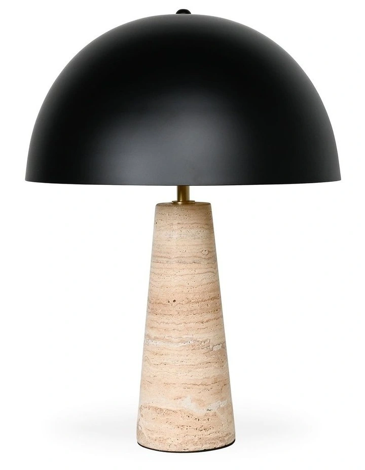 Lumiere Table Lamp - Sandstone Marble Base, Black Metal Shade image 1