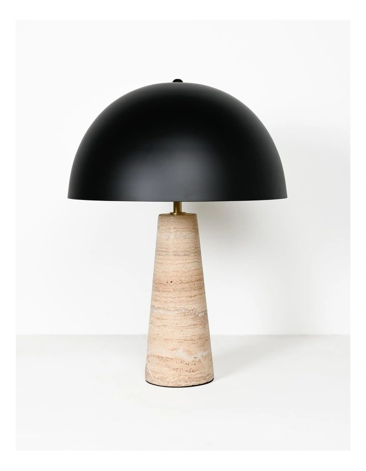 Lumiere Table Lamp - Sandstone Marble Base, Black Metal Shade image 2