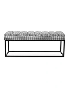 Bench Ottoman in Houndstooth Grey