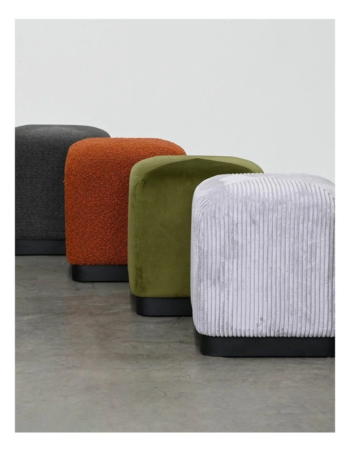 Forma Ottoman - Olive Green Velvet - Black Metal Base image 2