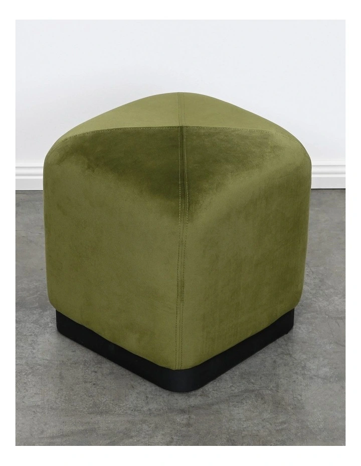 Forma Ottoman - Olive Green Velvet - Black Metal Base image 3