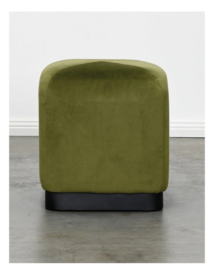 Forma Ottoman - Olive Green Velvet - Black Metal Base image 4