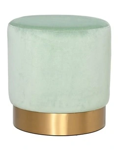 Milan Small Ottoman - Sage Velvet - Brushed Gold Base