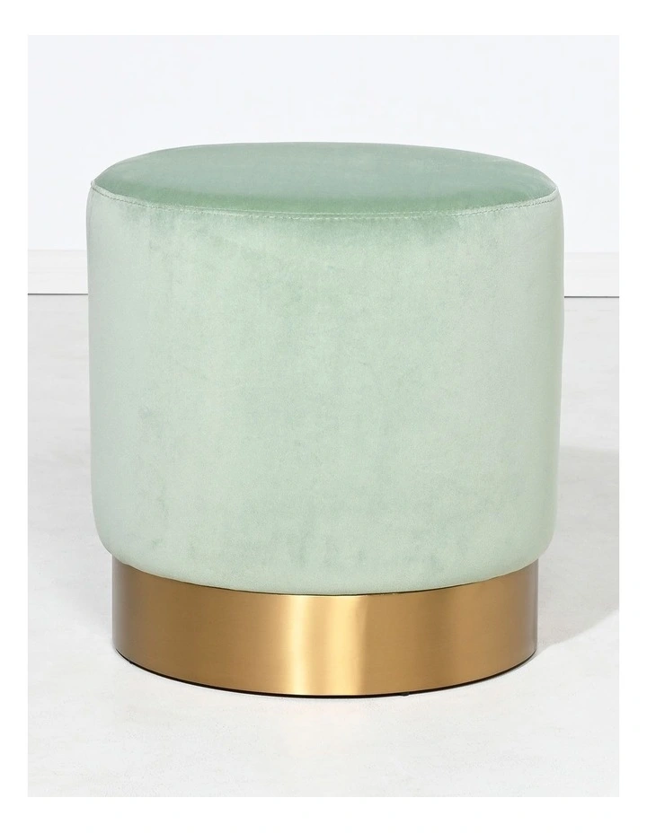 Milan Small Ottoman - Sage Velvet - Brushed Gold Base image 3