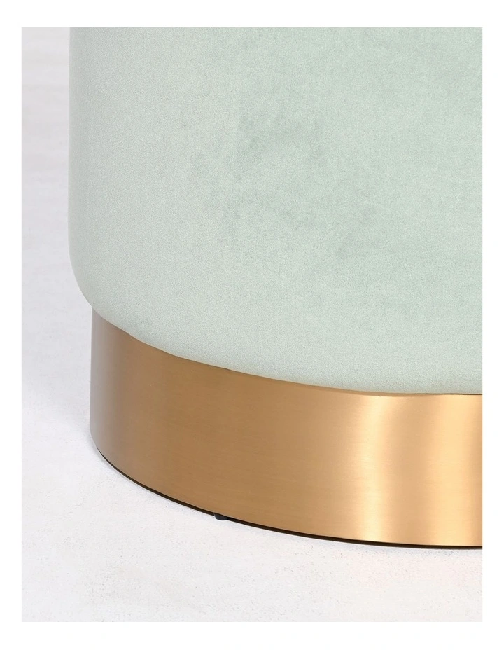 Milan Small Ottoman - Sage Velvet - Brushed Gold Base image 5