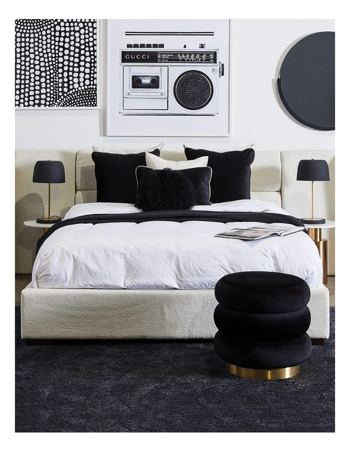 Mimi Ottoman - Black Velvet - Brushed Gold Base image 2
