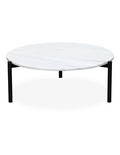 Milan - Coffee Table Large - White Marble Black Base
