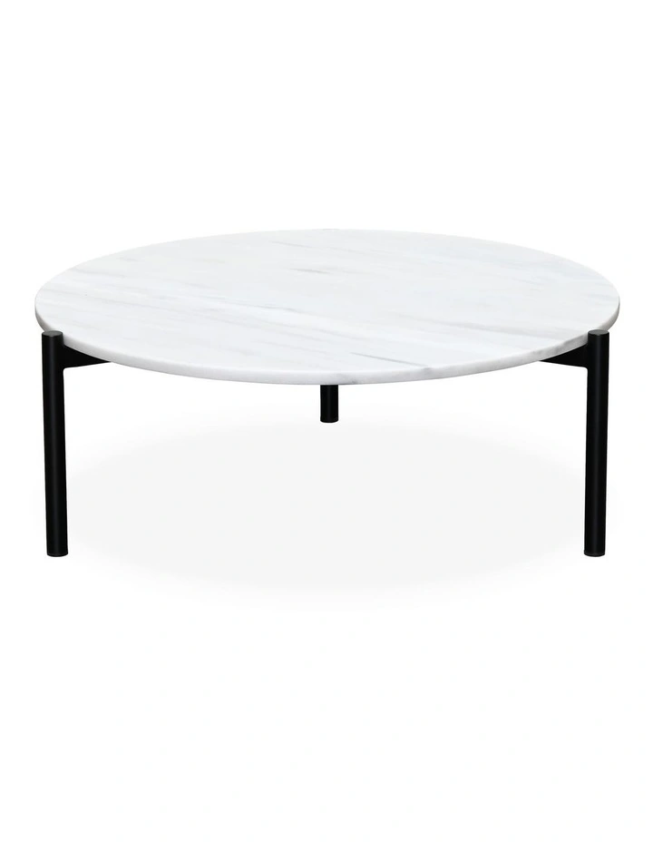 Milan - Coffee Table Large - White Marble Black Base image 1