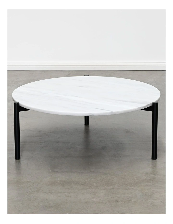 Milan - Coffee Table Large - White Marble Black Base image 2