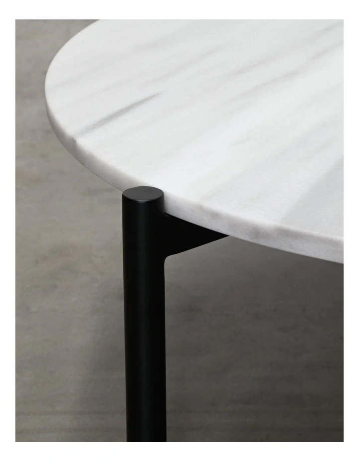 Milan - Coffee Table Large - White Marble Black Base image 3