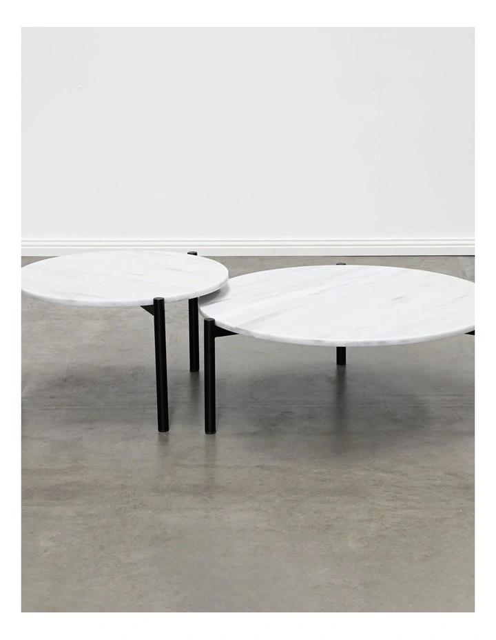 Milan - Coffee Table Large - White Marble Black Base image 4