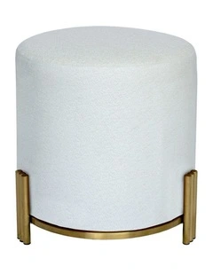 Luca Ottoman - White Gusto Fabric - Brushed Gold Base - Small