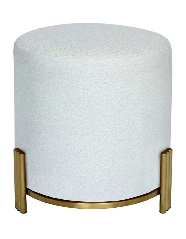 Luca Ottoman - White Gusto Fabric - Brushed Gold Base - Small image 1