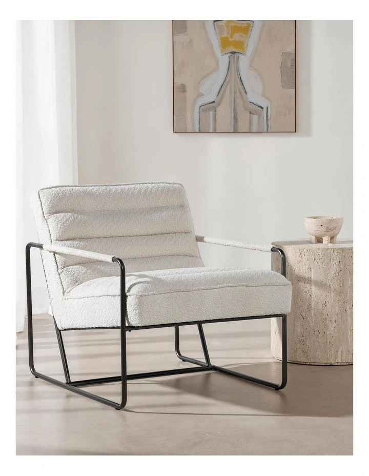 Darcy & Duke Cubica Armchair - Boucle Cream - Black Metal Legs image 2