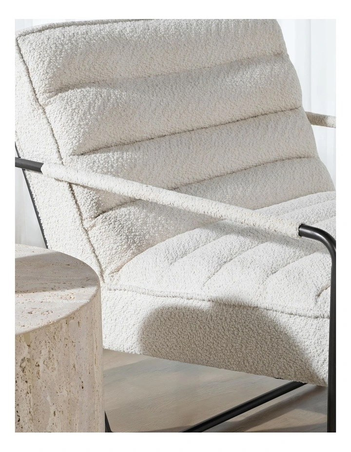 Darcy & Duke Cubica Armchair - Boucle Cream - Black Metal Legs image 3