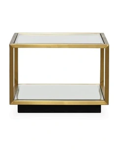 Mina Side/Coffee Table - Brushed Gold Stainless Steel Frame, Clear Tempered Glass Top - Lower