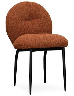 Sabine Dining Chair - Brick Boucle Red - Black Metal Legs