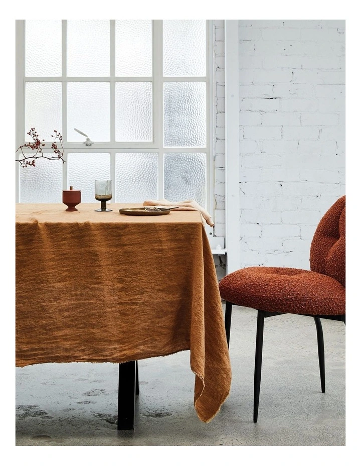 Sabine Dining Chair - Brick Boucle Red - Black Metal Legs image 2