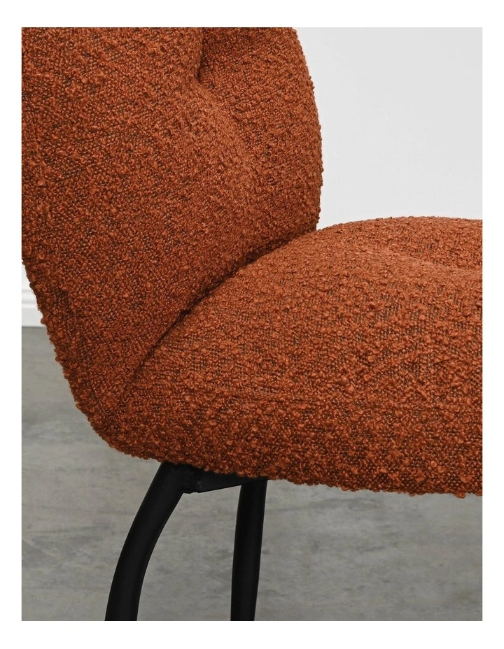 Sabine Dining Chair - Brick Boucle Red - Black Metal Legs image 3