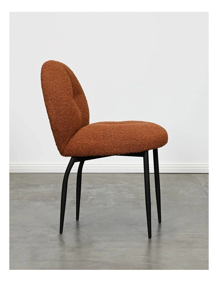 Sabine Dining Chair - Brick Boucle Red - Black Metal Legs image 4