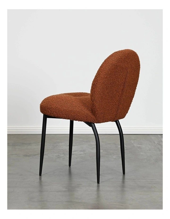 Sabine Dining Chair - Brick Boucle Red - Black Metal Legs image 5