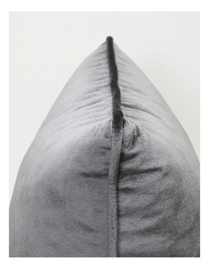 Keswick - Grey - Velvet Cushion - 30 X 50 - Self Pipe image 3