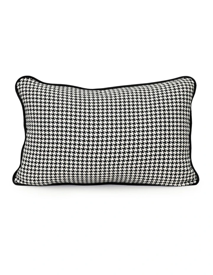 Coco Piped - Houndstooth - Fabric Cushion - 35 X 55 - Black Pipe image 1