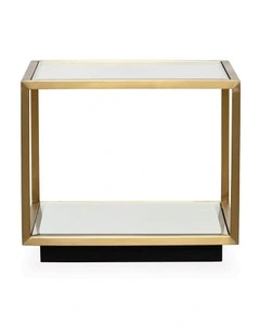 Tallis Side/Coffee Table - Brushed Gold Stainless Steel Frame, Clear Glass Top - Taller