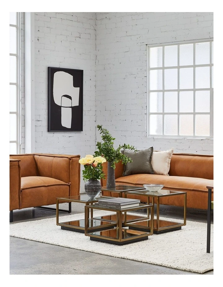 Tallis Side/Coffee Table - Brushed Gold Stainless Steel Frame, Clear Glass Top - Taller image 2