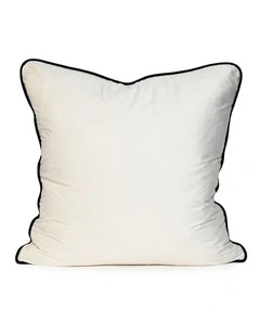 Ivory Velvet Cushions - Black Trim (Feather Fill)
