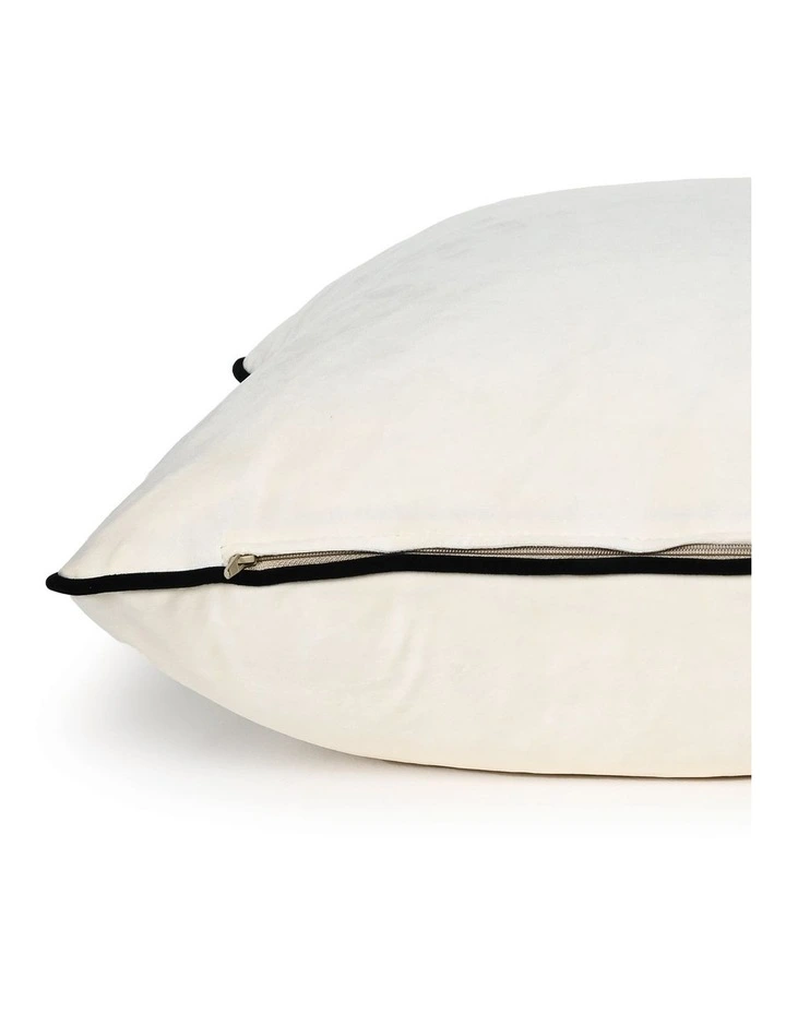 Ivory Velvet Cushions - Black Trim (Feather Fill) image 4