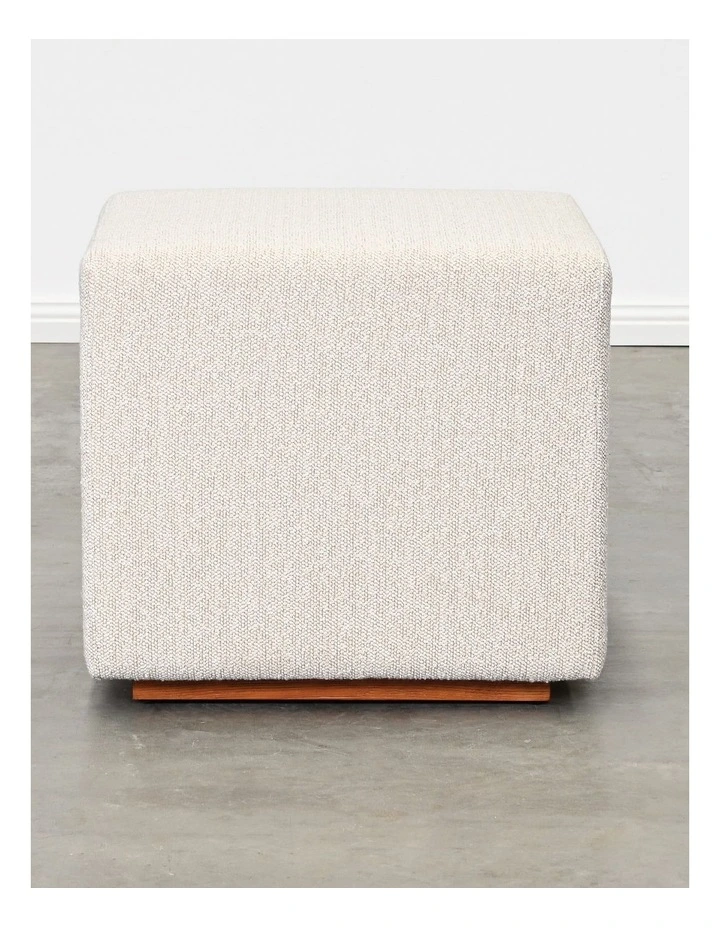 Darcy & Duke Milton Ottoman - Oatmeal - Wooden Base image 2