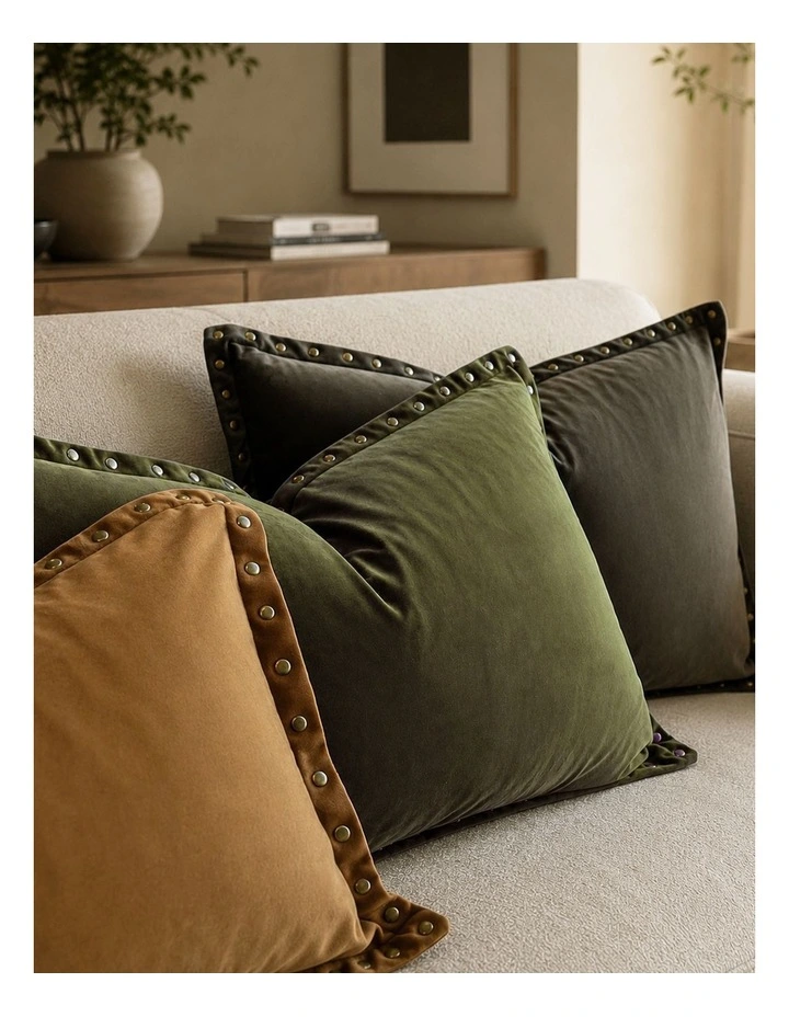 Velvet Cushion 40X60cm in Olive image 2