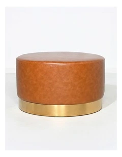 Recycled Leather Ottoman Large in Brown
