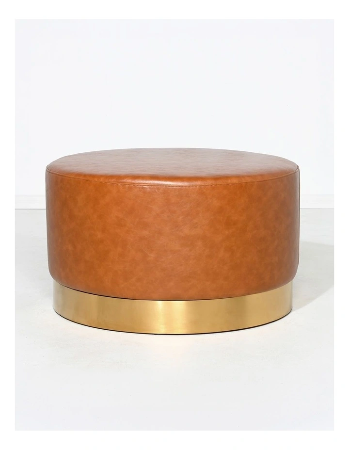 Recycled Leather Ottoman Large in Brown image 1