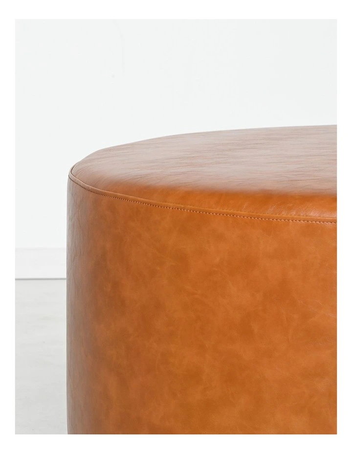 Recycled Leather Ottoman Large in Brown image 3